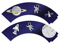 Papilotki na babeczki Kosmos kosmiczne urodziny 6 szt.