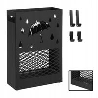 Stojak na parasole METALOWY 28x12x41 cm CZARNY kosz z ociekaczem