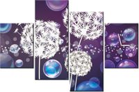 120CM 80CM ZEGAR 4 ELEM BIAŁE DMUCHAWCE BAŃKACH MYDLANYCH OBRAZ ŚCIENNY