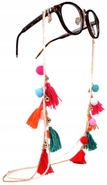 Elegancki Boho Łańcuszek Do Okularów Pompon Brelok zdjęcie 1
