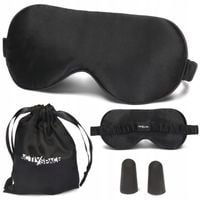 OPASKA NA OCZY DO SPANIA JEDWABNA PREMIUM PIĘKNA CZARNA + WOREK I