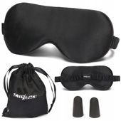 OPASKA NA OCZY DO SPANIA JEDWABNA PREMIUM PIĘKNA CZARNA + WOREK I