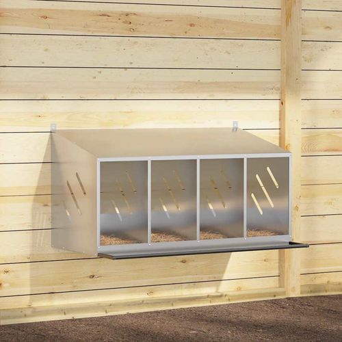 Gniazdo dla kur z 4 przegrodami, metal w kolorze srebrnym na Arena.pl