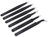 ZESTAW METALOWYCH PĘSET ESD 6SZT PINCETA PĘSETY