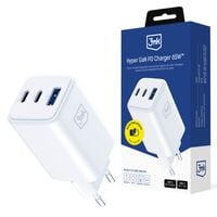 accessories - 3mk hyper gan charger 65w qc4+ pd pps usb 1a2c white eu