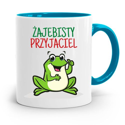 Kubek Błękitny Przyjaciela Żajebisty Pryjaciel Z Nadrukiem Ze Zdjęciem na Arena.pl