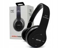 Słuchawki bezprzewodowe nauszne na głowę WYGODNE CZARNE MP3 z mikrofonem