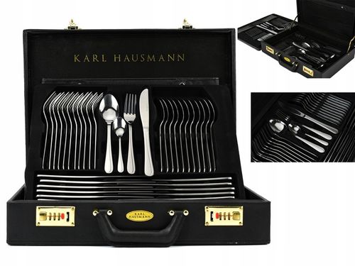 KOMPLET SZTUĆCÓW 72 EL WALIZKA DLA 12 OSÓB zestaw srebrne sztućce na Arena.pl