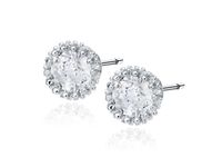 OKRĄGŁE RODOWANE SREBRNE KOLCZYKI BIAŁE CYRKONIE