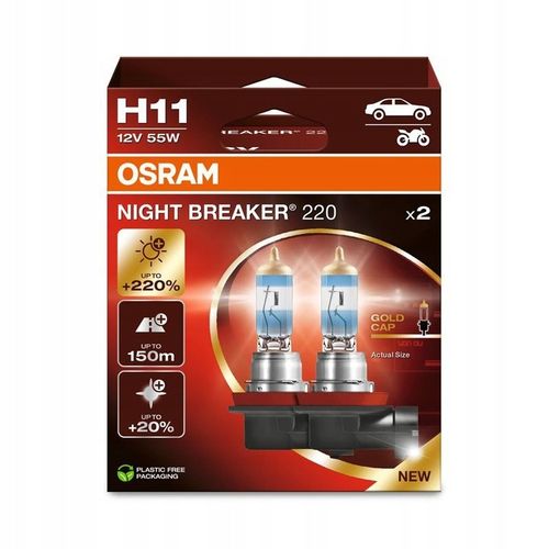 Osram żarówki H11 Night Breaker +220% do +150m +20% bielsze światło NOWOŚĆ na Arena.pl