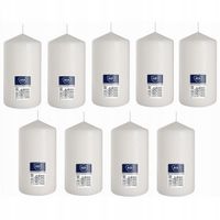 ZESTAW 9 ŚWIEC STOŁOWYCH WALEC KLASYCZNA ŚWIECZKA 15cm 66h BIAŁY