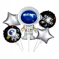 Zestaw Balonów Foliowych na Urodziny Kosmos Astronauta Gwiazdy 5 szt
