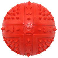 Zabawka dla psa piłka z kolcami i piszczałką czerwona 9cm UNIQ PETS