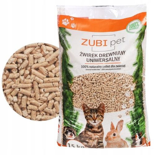 Zubipet JASNY żwirek drewniany pellet 15kg dla kota królika Pachnie lasem na Arena.pl