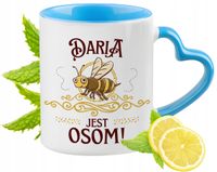 Dla Darii Kubek Błękitny Z Uszkiem W Kształcie Serca Na Prezent Z Nadrukiem
