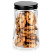 Pojemnik Szklany Czarny Kuchenny na Żywność Produkty Sypkie Szczelny 1L