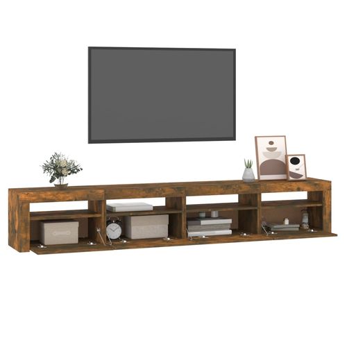 Szafka pod TV z oświetleniem LED, przydymiony dąb, 240x35x40 cm na Arena.pl