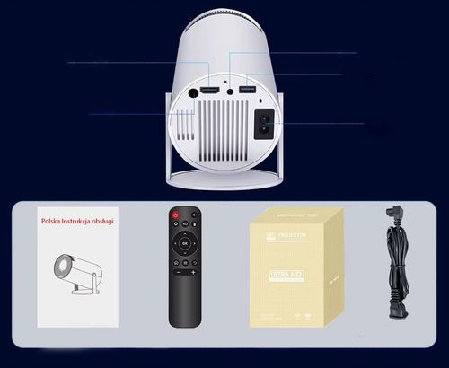 PROJEKTOR RZUTNIK ANDROID TV WIFI FULL HD PRZENOŚNY SMART GŁOŚNIK OBROTOWY na Arena.pl
