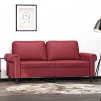 2-osobowa sofa, winna czerwień, 140 cm, sztuczna skóra