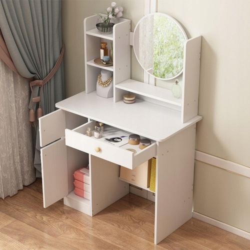 TOALETKA Z LUSTREM Z SZUFLADAMI BIAŁA DO MAKIJAŻU GLAMOUR STYL na Arena.pl