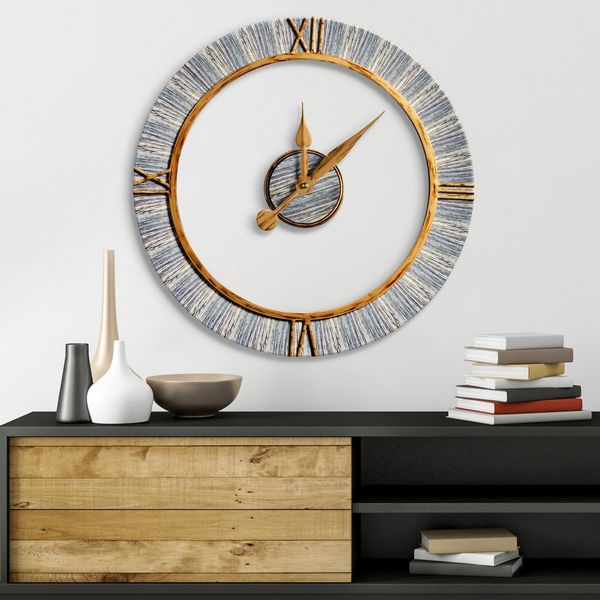 Zegar ścienny 60 cm dekoracyjny brązowy prosty design do wnętrza zdjęcie 2