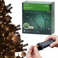 Lampki 192 LED choinkowe ZEWNĘTRZNE na baterie z timerem ciepły biały 14m