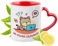 Kot Kotki Kubek Czerwony Z Uszkiem W Kształcie Serca Na Prezent