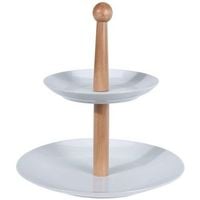 Patera Etażerka do Ciast Porcelanowa Biała 2-piętrowa HOUSEWARE 27 cm