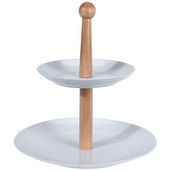 Patera Etażerka do Ciast Porcelanowa Biała 2-piętrowa HOUSEWARE 27 cm