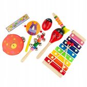DREWNIANE INSTRUMENTY ZESTAW DLA DZIECI CYMBAŁKI