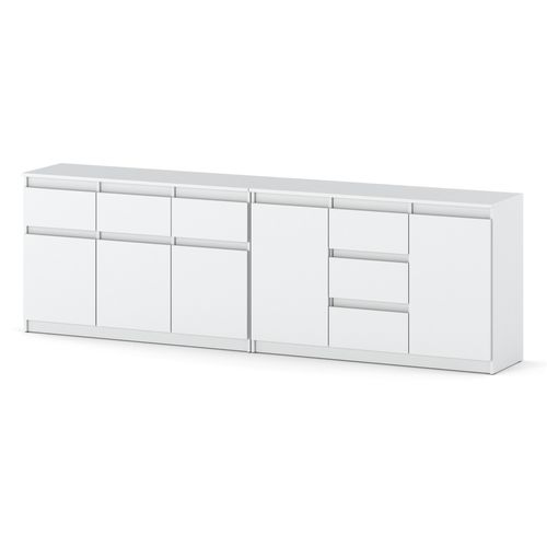 Komoda Biała Nowoczesna Szafka Pojemna Do Salonu 6 Szuflad 240cm Duża na Arena.pl