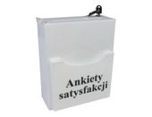 Urna skarbonka puszka plexi z kieszonką Ankiety satysfakcji 25x10x30cm