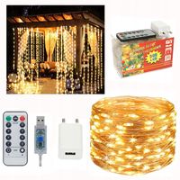 KURTYNA MIKRO LED DRUCIK 3x3m LAMPKI SOPLE + PILOT + ZASILACZ BIAŁY CIEPŁY