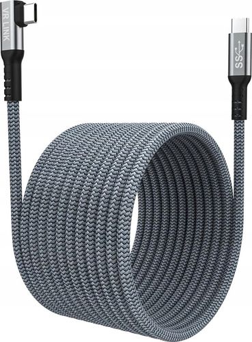 Kabel przewód VR Link USB-C USB-C w oplocie kątowy 5m VR do QUEST 2,3 na Arena.pl