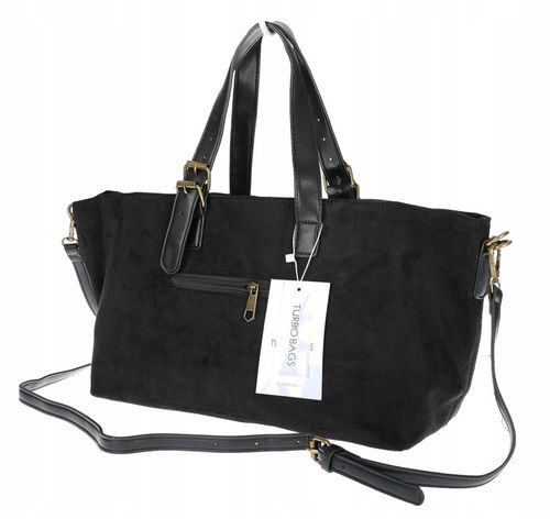 Torebka Damska shopper zamszowa torebka jamnik włoska marka 1255 Czarna na Arena.pl