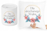 Dla Wujka Zestaw Poduszka + Skarbonka Prezent Z Nadrukiem Ze Zdjęciem