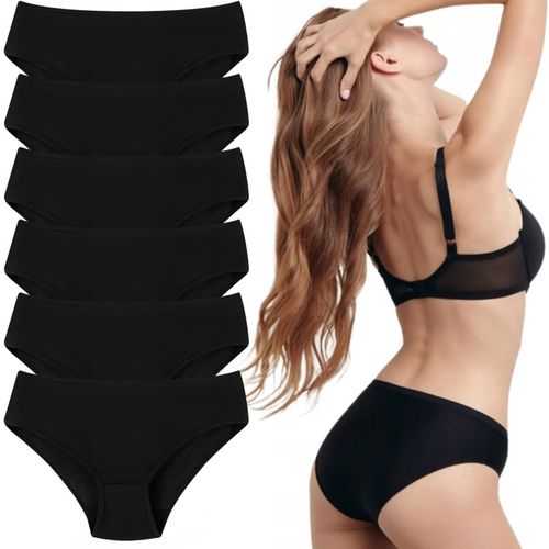 3x Majtki Bawełniane Figi Damskie Gładkie Klasyczne Czarne Proste MORAJ L na Arena.pl