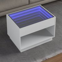 Stolik kawowy z LED Infinity, biały, 70x50x50 cm