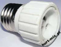 ADAPTER PRZEJSCIOWKA GNIAZDO E27->GU-10 - biały plastikowy pierścień z żłobieniami