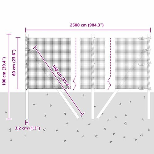 Ogrodzenie z słupkami Zielony 0.6 x 25 m Stal na Arena.pl