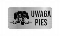 GRAWER Tabliczka nierdzewna 20x10 cm UWAGA PIES JAMNIK