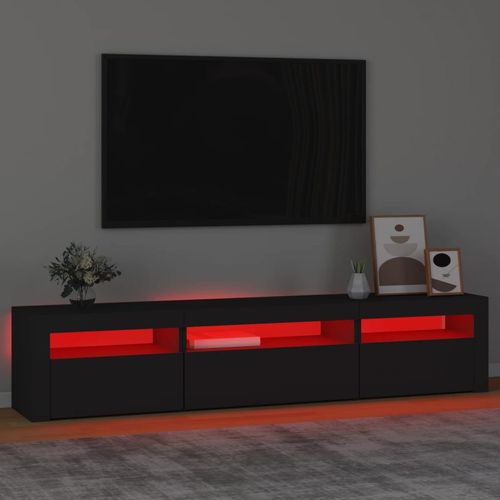 Szafka pod TV z oświetleniem LED, czarna, 195x35x40 cm na Arena.pl