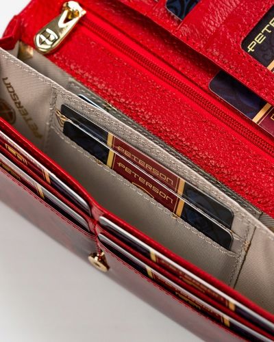 Portfel damski skórzany PETERSON duży czerwony super pojemny RFID STOP kart na Arena.pl