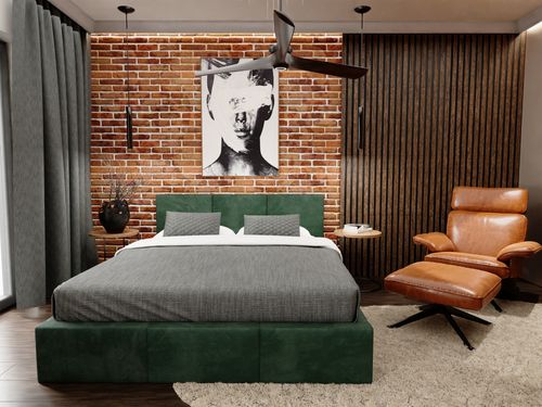 ŁÓŻKO TAPICEROWANE 140x200 ŁÓŻKO PODWÓJNE Z POJEMNIKIEM BUTELKOWA ZIELEŃ na Arena.pl