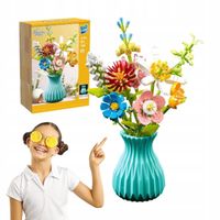 Bukiet z klocków 730 z gotowym wazonem wieczne kwiaty prezent dekoracja 6+