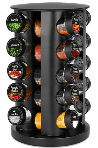 STOJAK NA PRZYPRAWY ORGANIZER 20 SZKLANE SŁOICZKI POJEMNIKI + NAKLEJKI na Arena.pl