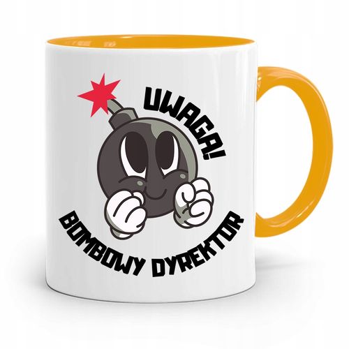 Dla Dyrektora Kubek Żółty Bombowy Dyrektor Z Nadrukiem Ze Zdjęciem na Arena.pl