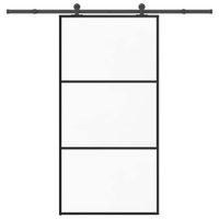 Drzwi przesuwne z osprzętem, 102x205 cm, szkło ESG i aluminium