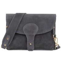 VERA PELLE torebka damska zamszowa listonoszka instagramka V694 c.szara