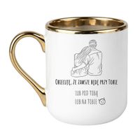KUBEK "OBIECUJĘ, ŻE ZAWSZE BĘDĘ PRZY TOBIE" Wzór - Elegant Biało-Złoty 330 ml